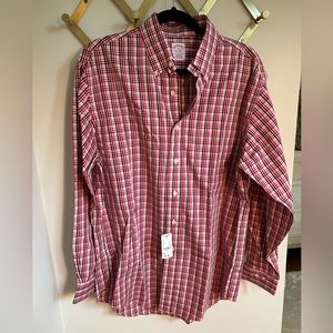 NWT men's Medium Brooks Brother's Red Plaid Button Down